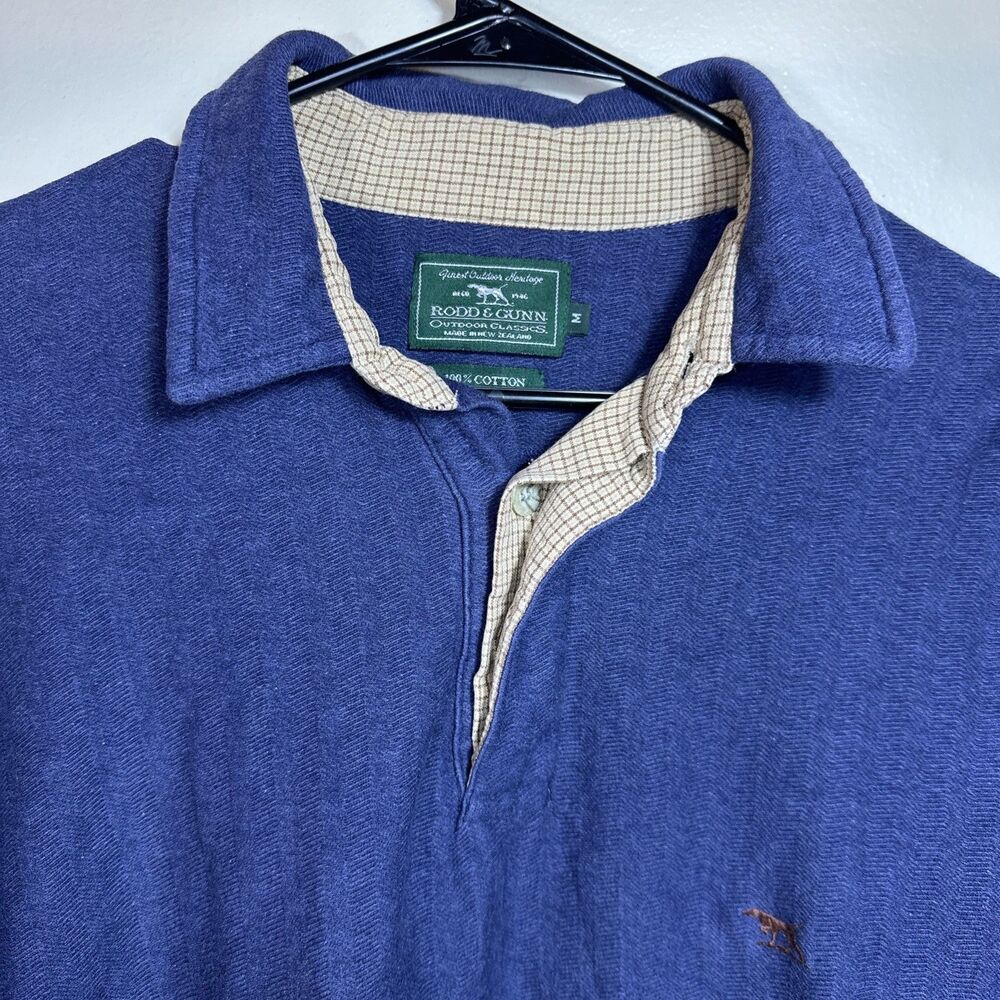 Rodd & Gunn Herringbone Navy Rugby Inspired Long Sleeve Shirt Cotton New Zealand